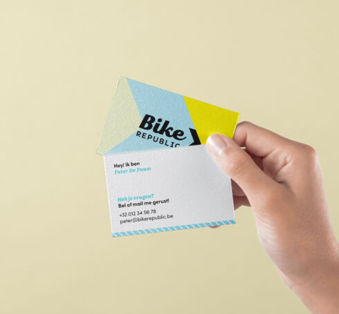 Business cards for Bike Republic in the new branding style.